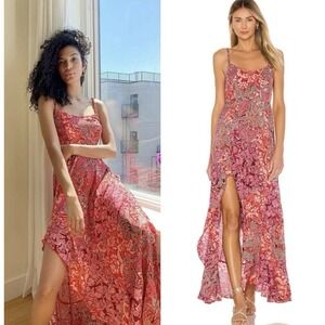 Intimately FREE PEOPLE Forever Yours Smocked Slip Maxi Dress-Size LARGE- Floral